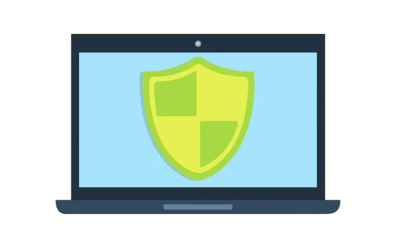 Laptop computer with a shield on the screen