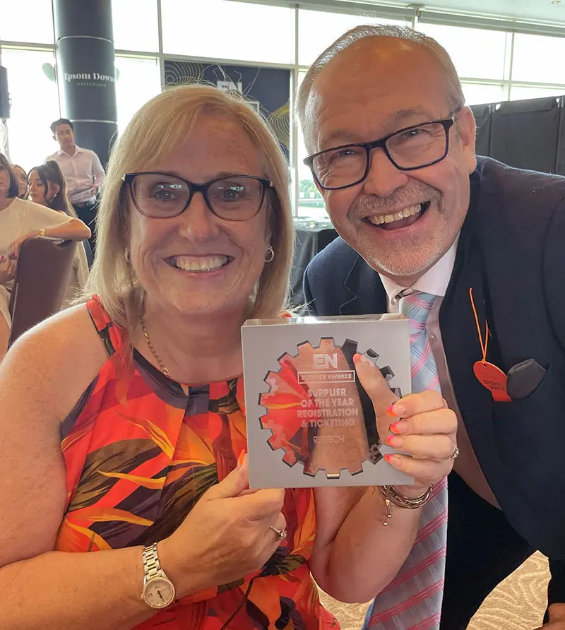 Margaret and Rob with winning trophy at EN Supplier Awards 2024