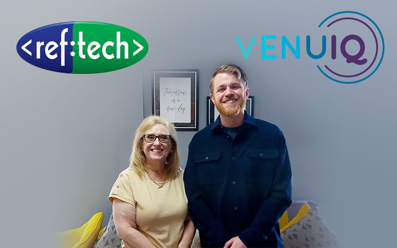 Margaret Reeves, managing director of RefTech and Luke Buckley, head of sales at VenuIQ
