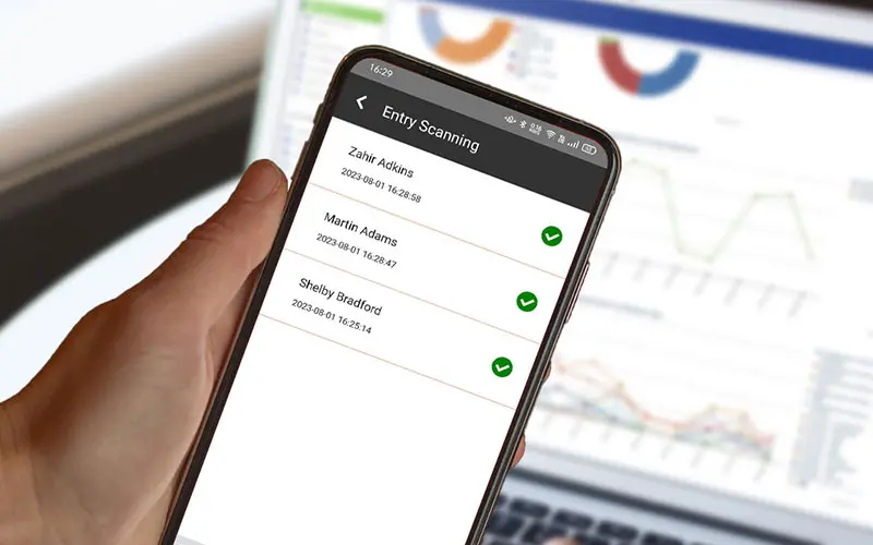 Smartphone showing information about who has been scanned