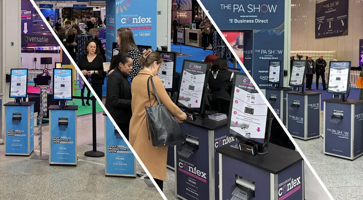 PrintPods at the entrances to three different events all managed by the same agency