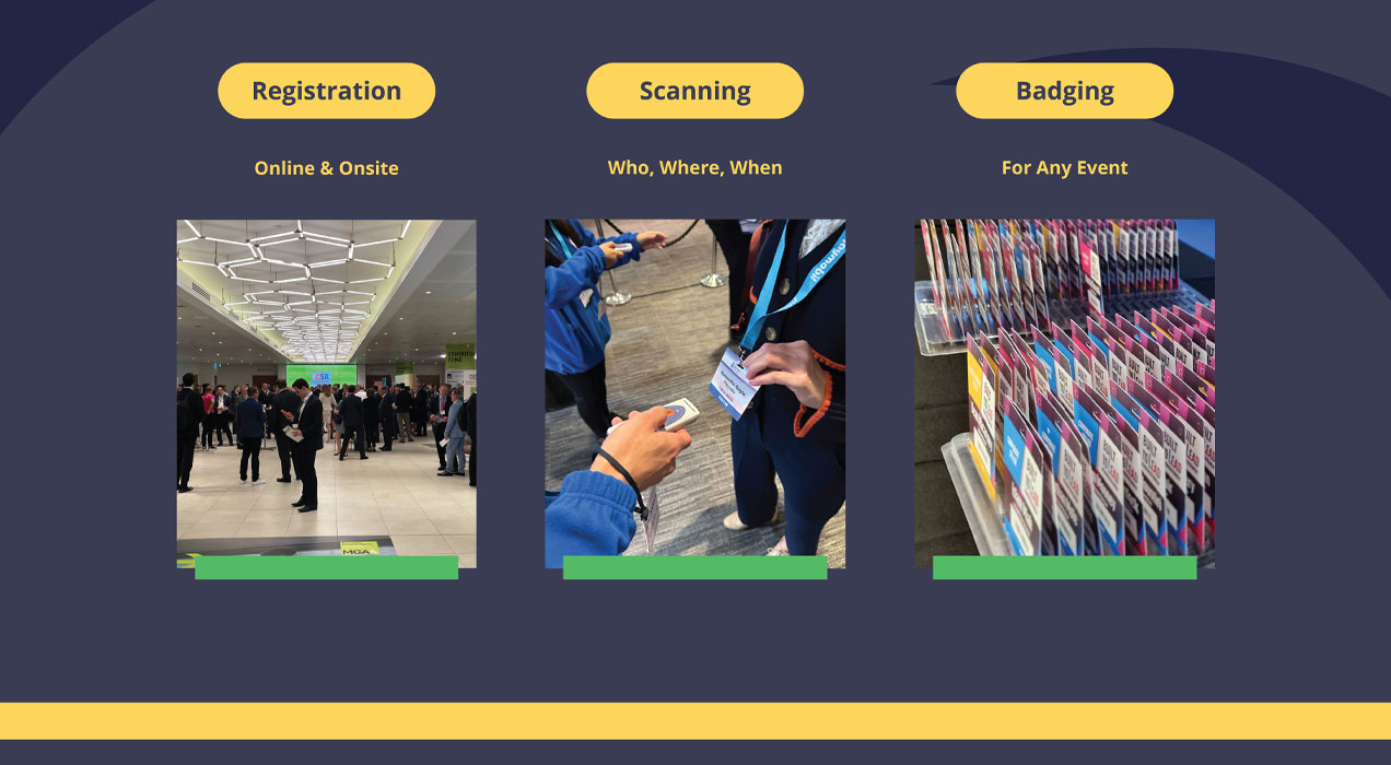 Displaying registration, scanning and badging