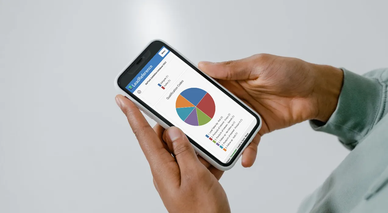 Person using the LeadReference app on a smartphone