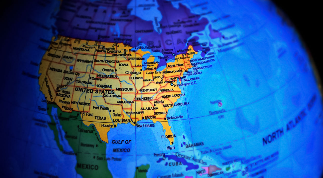 Globe showing USA
