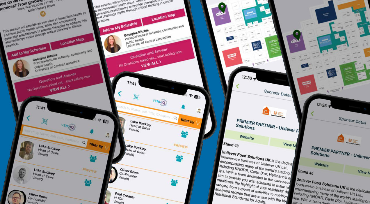 LeadReference app on mobile phone showing attendee statistics